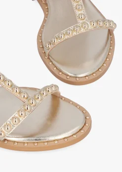 Sale DANIEL Eternal Gold Leather Studded Gladiator Sandals