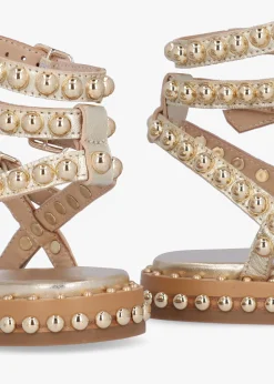 Sale DANIEL Eternal Gold Leather Studded Gladiator Sandals