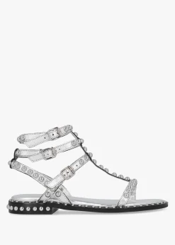 Online DANIEL Eternal Silver Leather Studded Gladiator Sandals
