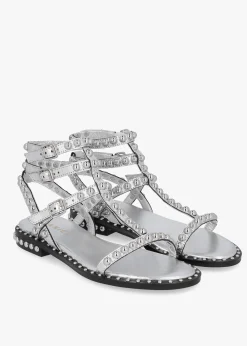 Online DANIEL Eternal Silver Leather Studded Gladiator Sandals