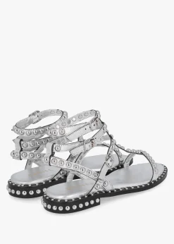 Online DANIEL Eternal Silver Leather Studded Gladiator Sandals