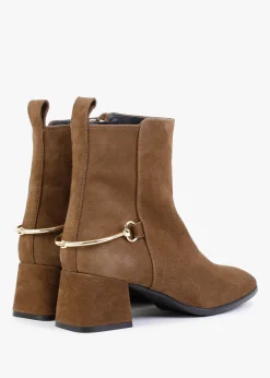 Online DANIEL Evalena Brown Suede Block Heel Ankle Boots