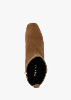 Online DANIEL Evalena Brown Suede Block Heel Ankle Boots