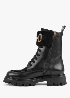 Sale DANIEL Evashearl Black Leather & Faux Shearling Ankle Boots