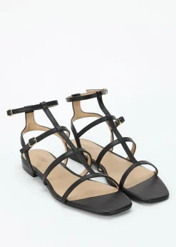 Online LAUREN RALPH LAUREN Everley Lauren Black Leather Gladiator Sandals