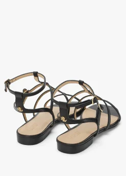 Online LAUREN RALPH LAUREN Everley Lauren Black Leather Gladiator Sandals