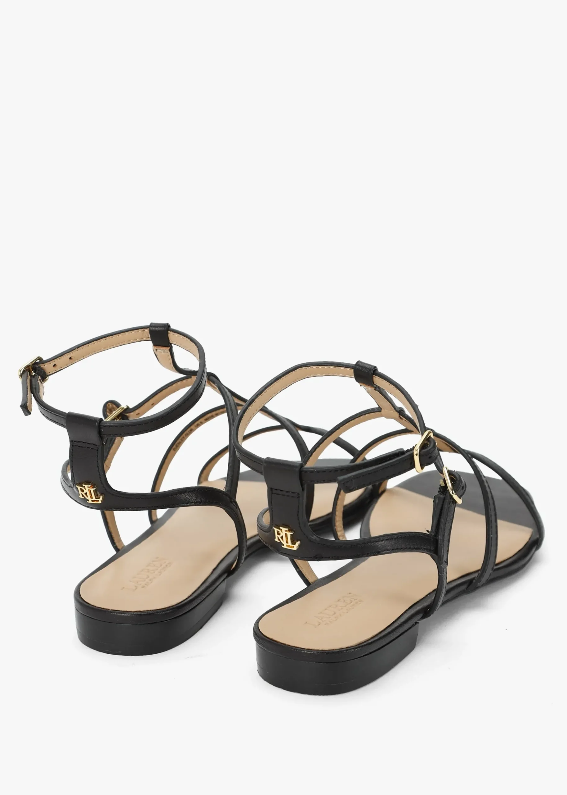 Online LAUREN RALPH LAUREN Everley Lauren Black Leather Gladiator Sandals