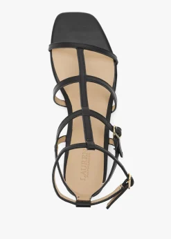 Online LAUREN RALPH LAUREN Everley Lauren Black Leather Gladiator Sandals