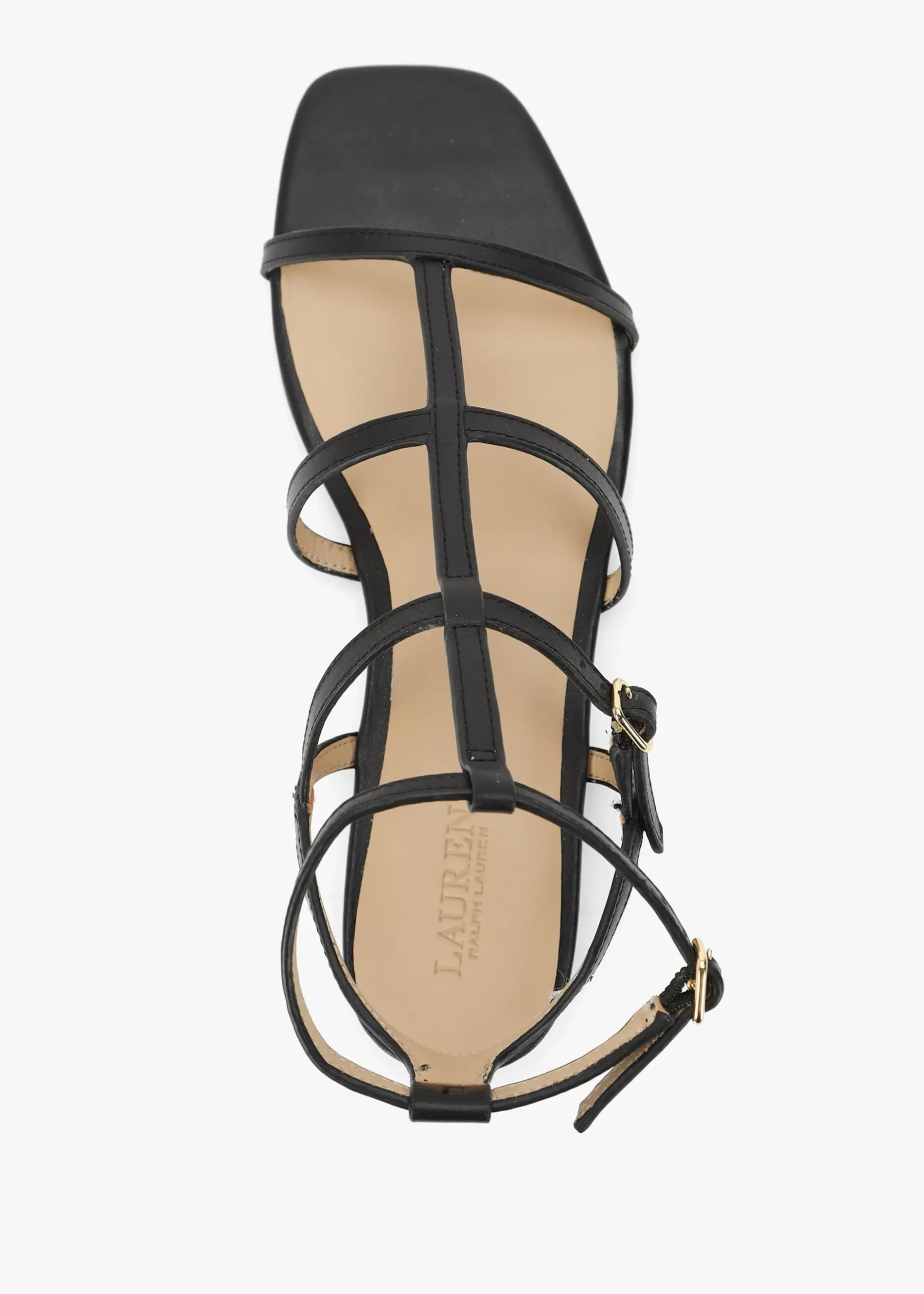 Online LAUREN RALPH LAUREN Everley Lauren Black Leather Gladiator Sandals
