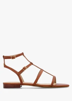 Discount LAUREN RALPH LAUREN Everley Lauren Tan Leather Gladiator Sandals