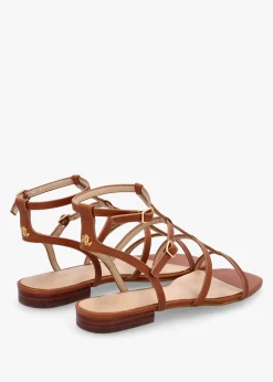 Discount LAUREN RALPH LAUREN Everley Lauren Tan Leather Gladiator Sandals