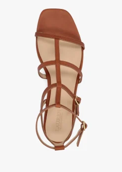 Discount LAUREN RALPH LAUREN Everley Lauren Tan Leather Gladiator Sandals