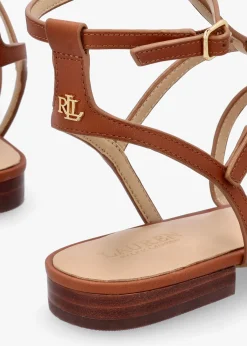 Discount LAUREN RALPH LAUREN Everley Lauren Tan Leather Gladiator Sandals