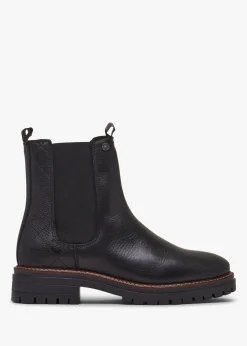 Hot BARBOUR Evie Black Leather Chelsea Boots
