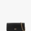 Sale COACH Evie Black Leather Wallet On A Chain Bag