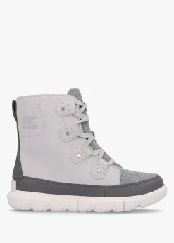 Hot SOREL Explorer Next Joan Moonstone Sea Salt Suede Ankle Boots