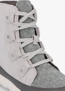 Hot SOREL Explorer Next Joan Moonstone Sea Salt Suede Ankle Boots