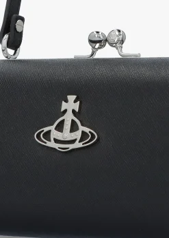 Discount VIVIENNE WESTWOOD Extra Large Doll Frame Saffiano Black Purse Bag