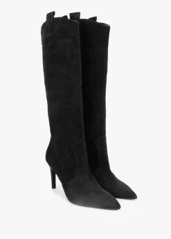 Best DANIEL Feeha Black Suede Elegant Western Knee Boots