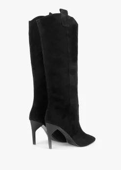 Best DANIEL Feeha Black Suede Elegant Western Knee Boots