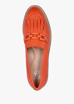 Fashion MODA IN PELLE Fernnanda Orange Leather Loafers