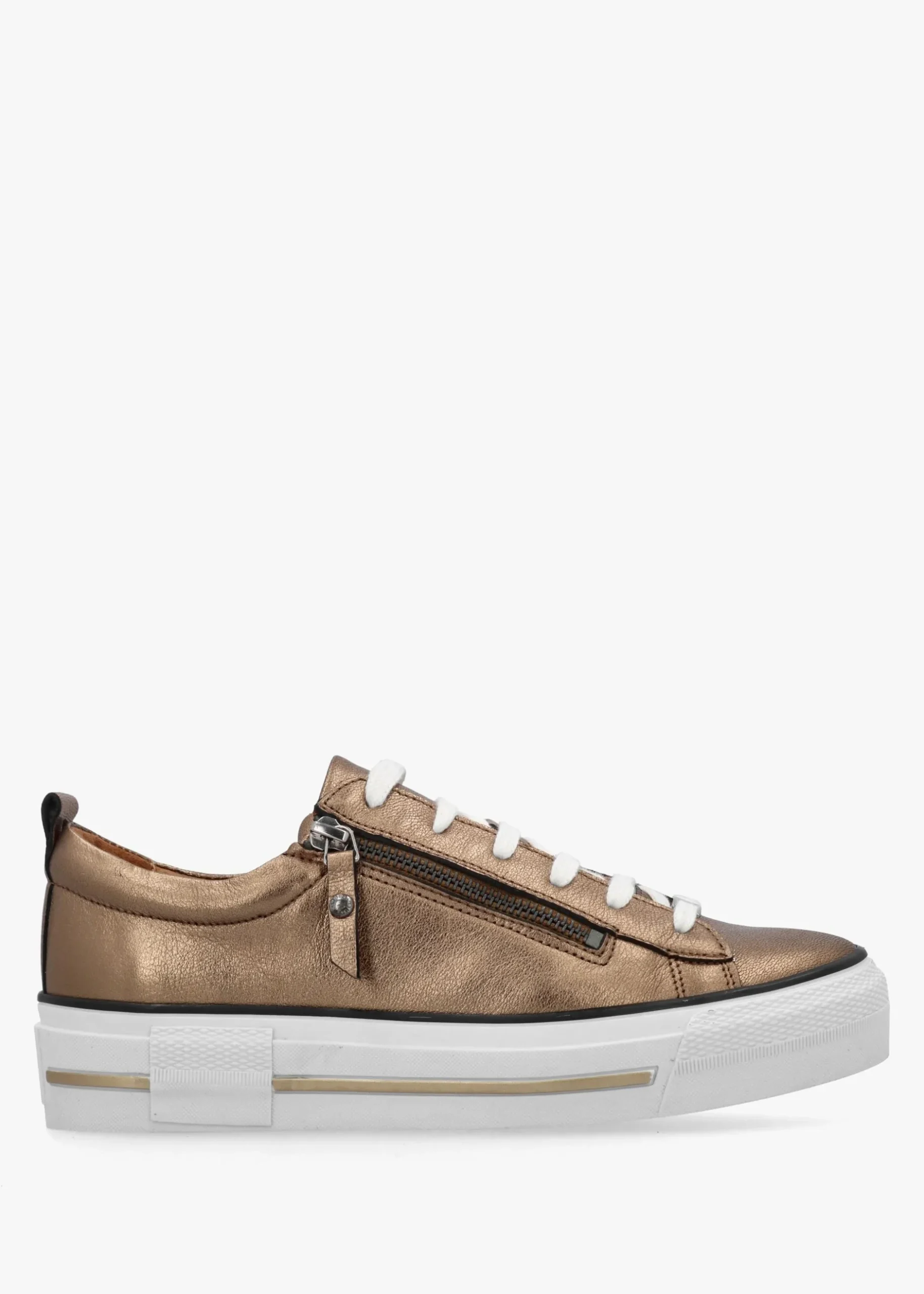 Discount MODA IN PELLE Filician Gold Leather Side Zip Trainers