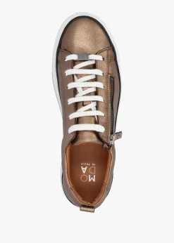 Discount MODA IN PELLE Filician Gold Leather Side Zip Trainers