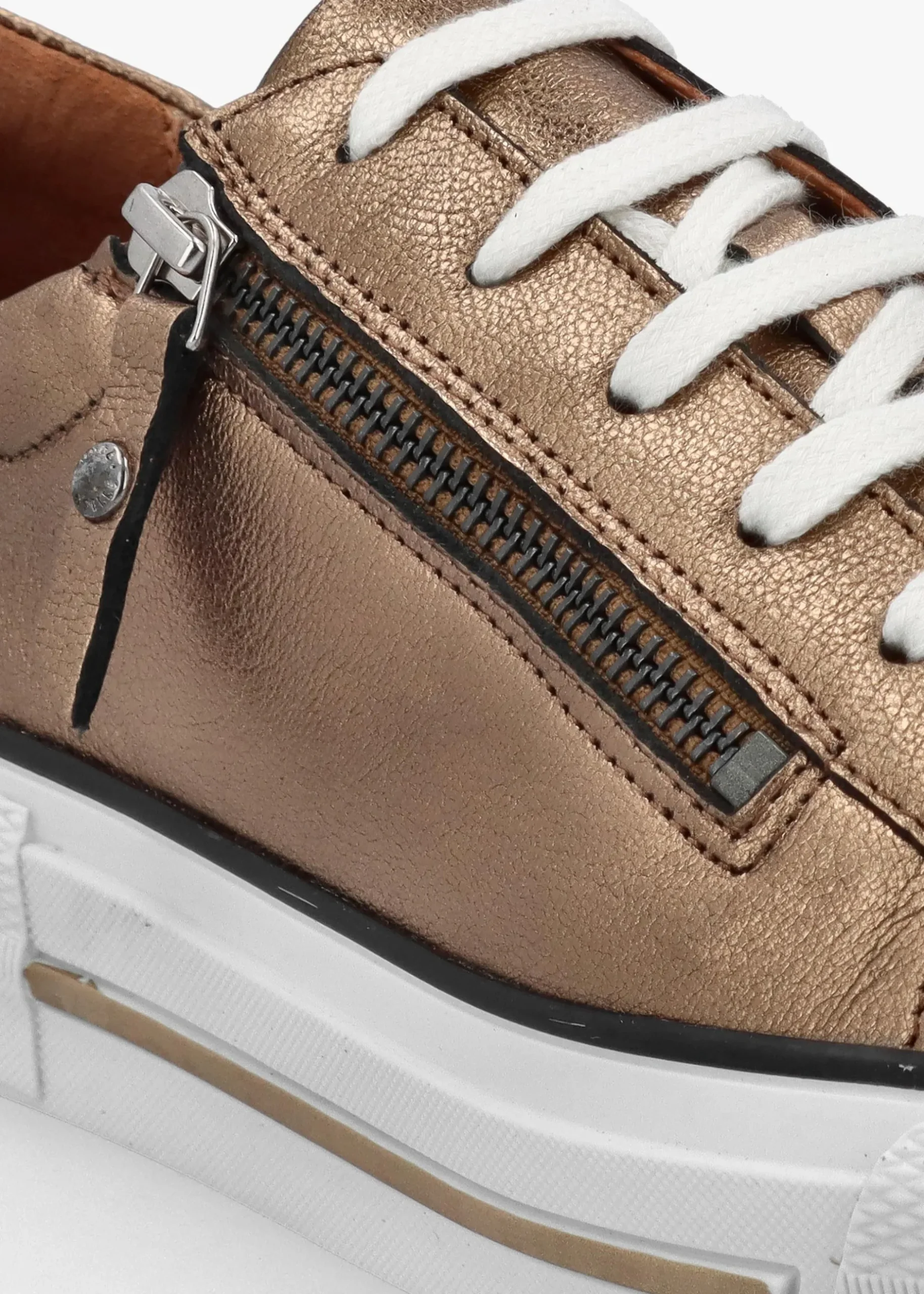 Discount MODA IN PELLE Filician Gold Leather Side Zip Trainers