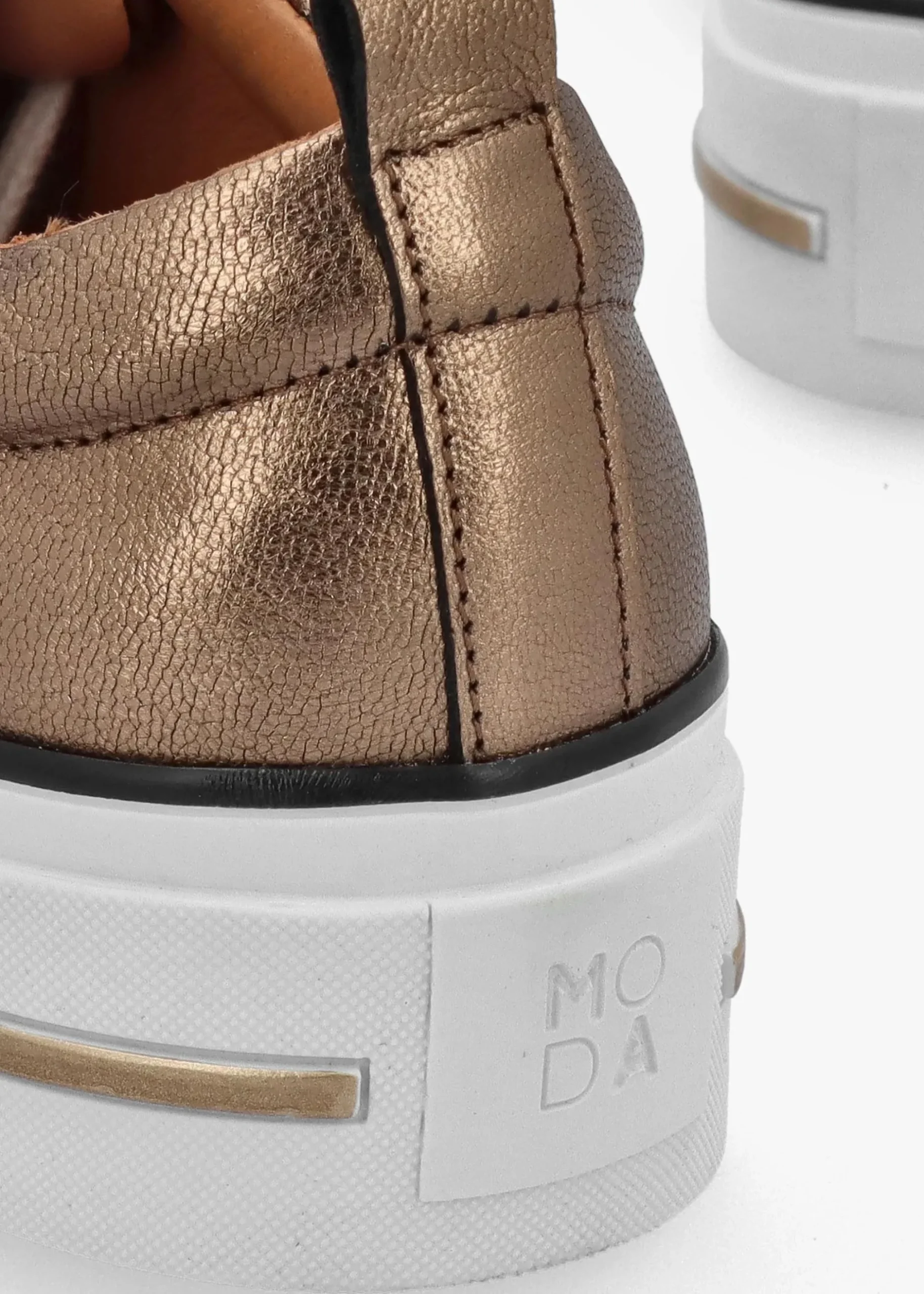 Discount MODA IN PELLE Filician Gold Leather Side Zip Trainers