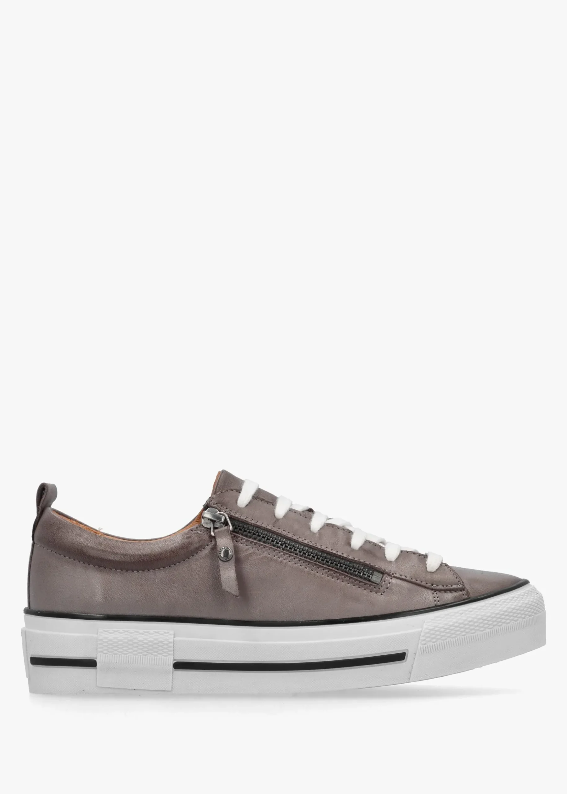 New MODA IN PELLE Filician Grey Leather Side Zip Trainers