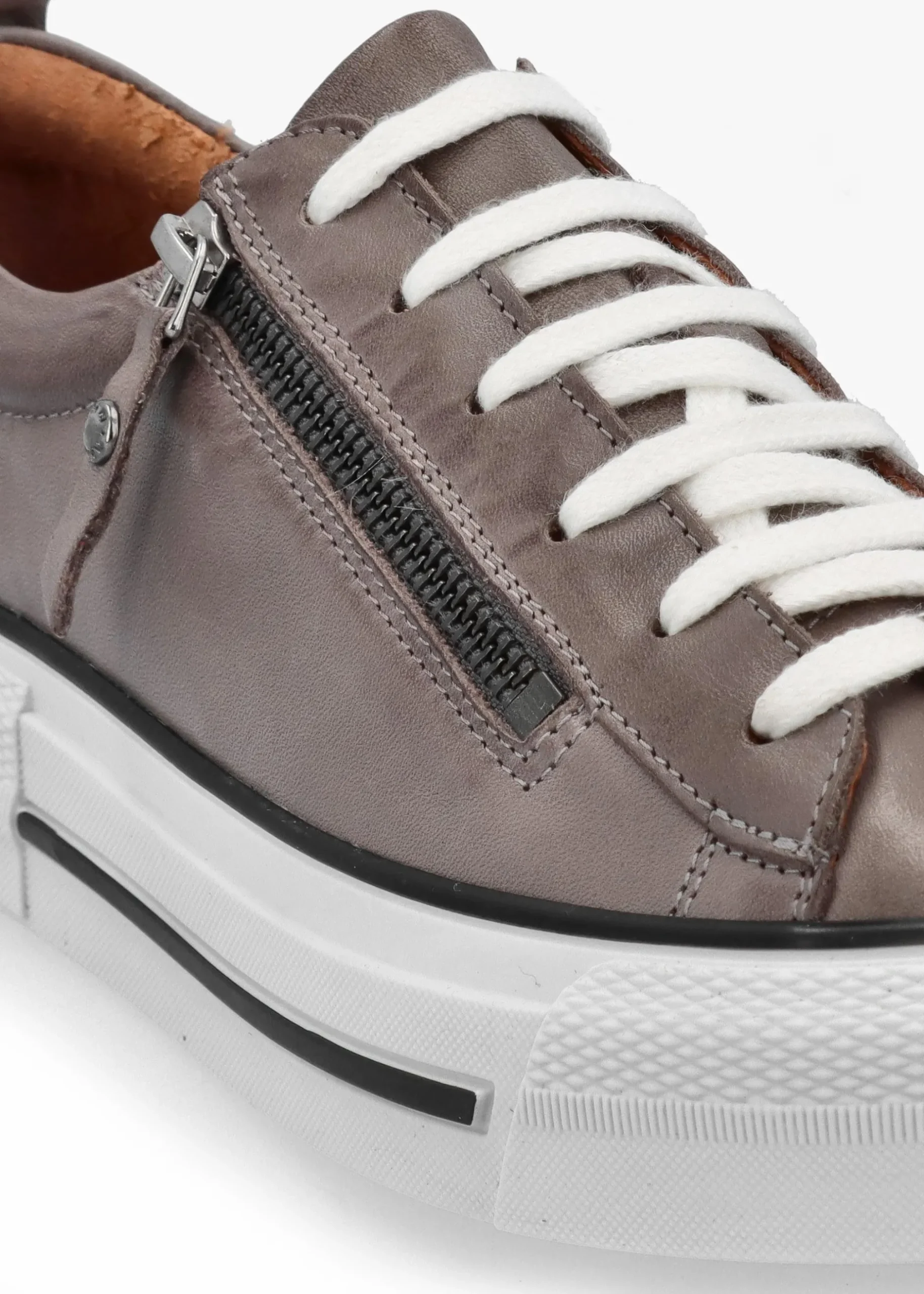 New MODA IN PELLE Filician Grey Leather Side Zip Trainers