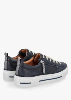 Discount MODA IN PELLE Filician Navy Leather Side Zip Trainers