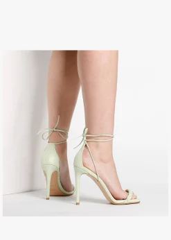 Best DANIEL Frait Green Leather Braided Heeled Sandals