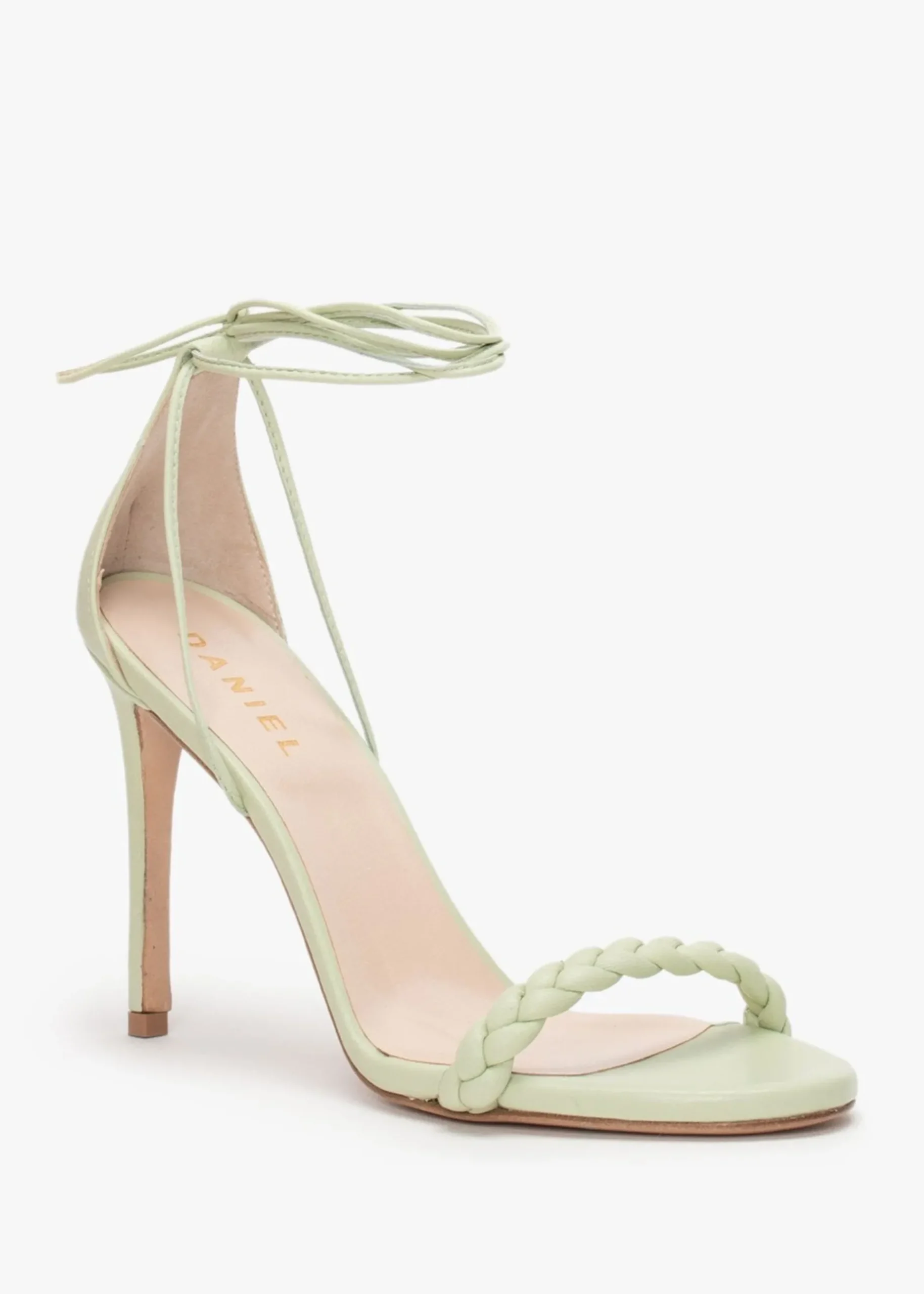 Best DANIEL Frait Green Leather Braided Heeled Sandals