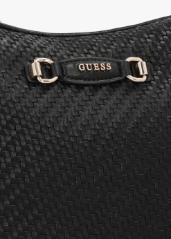 Sale GUESS Francy Woven Black Hobo Bag