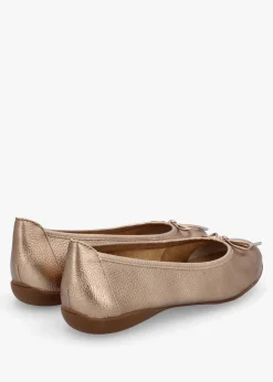 Sale DANIEL Gambi Gold Tumbled Leather Ballet Pumps
