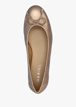 Sale DANIEL Gambi Gold Tumbled Leather Ballet Pumps