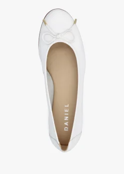 Best DANIEL Gambi White Tumbled Leather Ballet Pumps