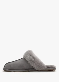 Outlet AUSTRALIA LUXE Grey Double-Face Sheepskin Closed Mule Slippers