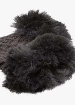 Clearance DANIEL Grey Faux Fur Fingerless Gloves