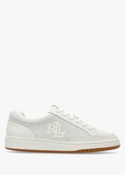 New LAUREN RALPH LAUREN Hailey Snow White Leather Trainers