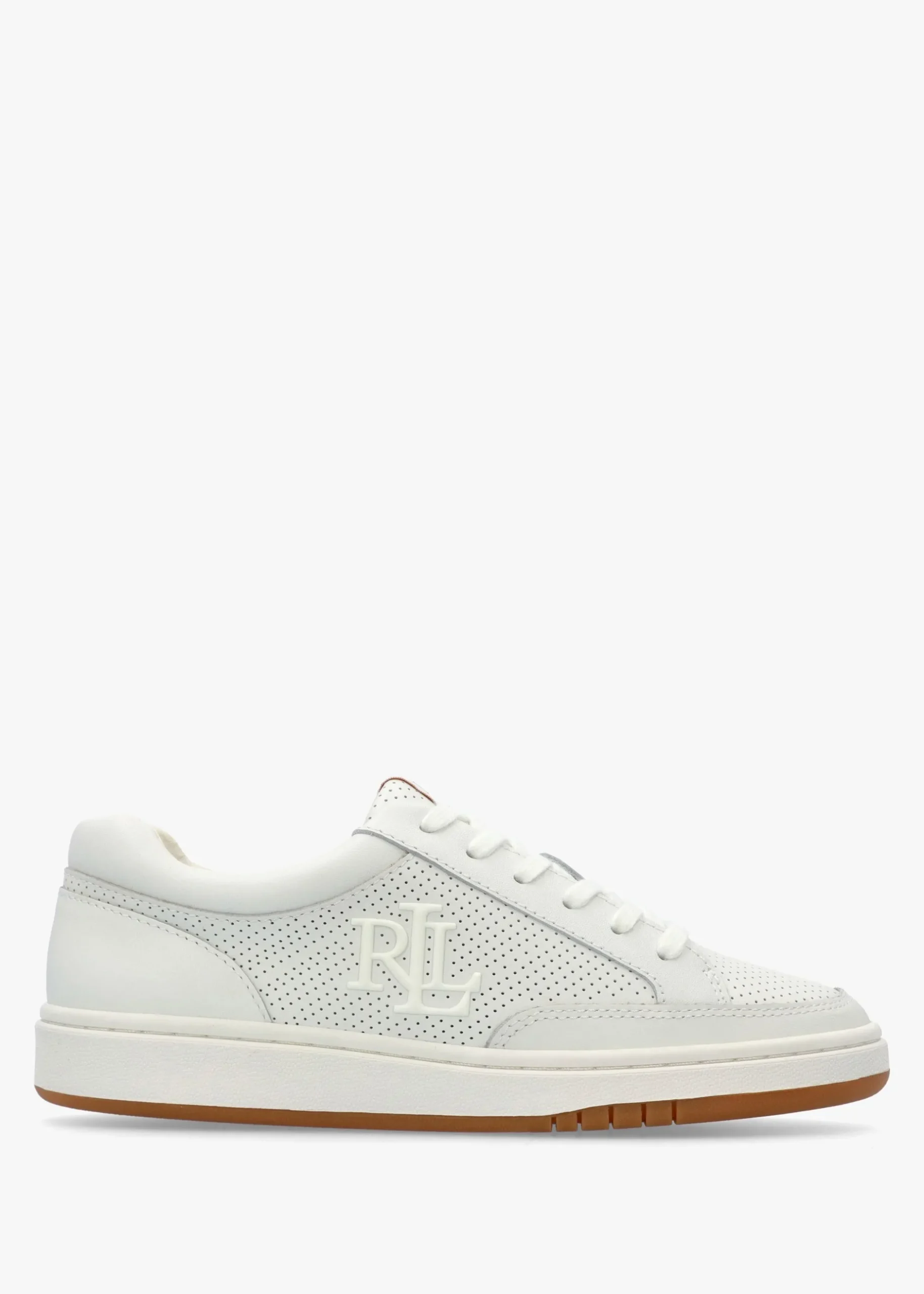 New LAUREN RALPH LAUREN Hailey Snow White Leather Trainers