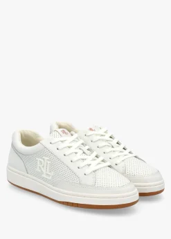 New LAUREN RALPH LAUREN Hailey Snow White Leather Trainers