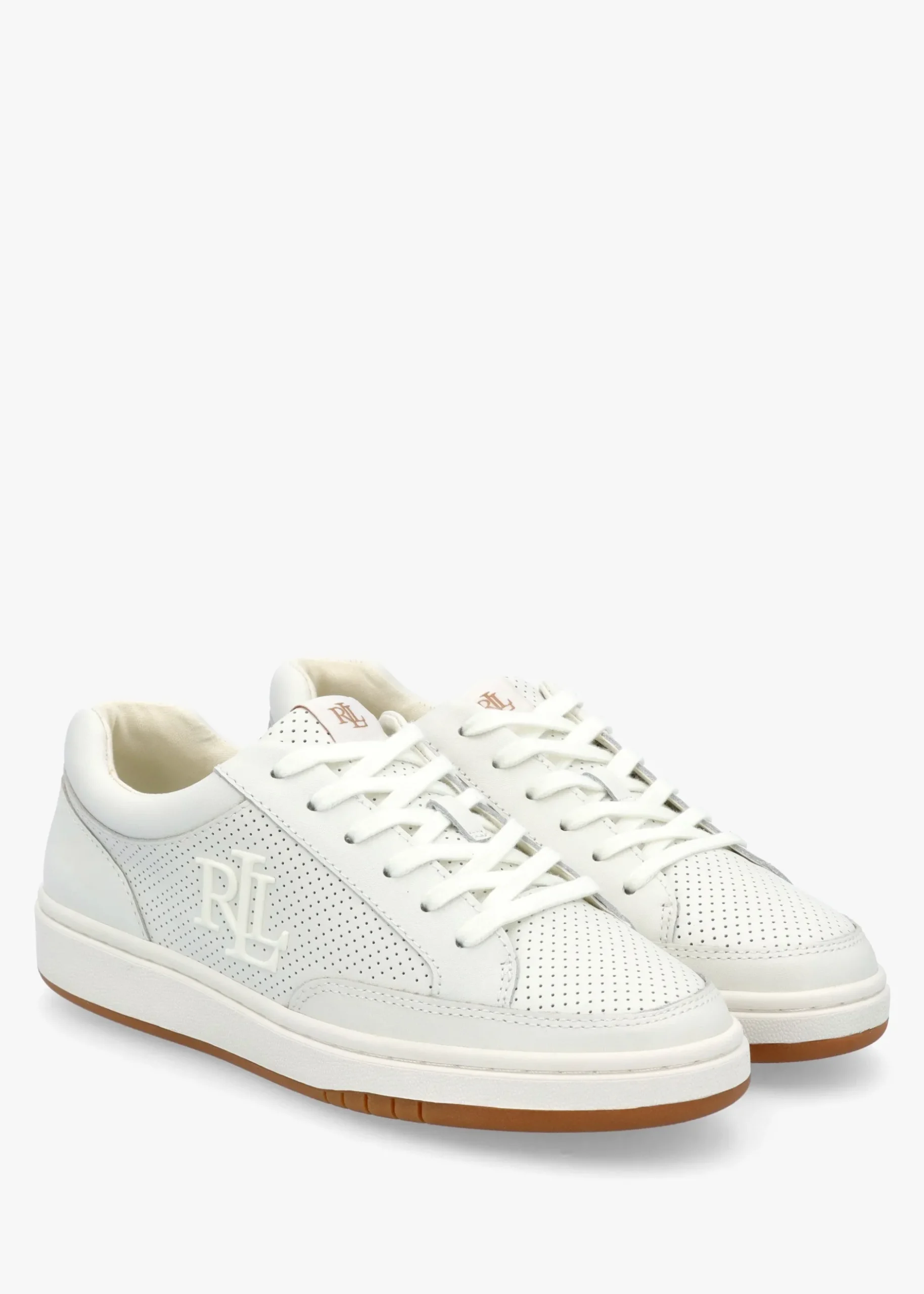 New LAUREN RALPH LAUREN Hailey Snow White Leather Trainers