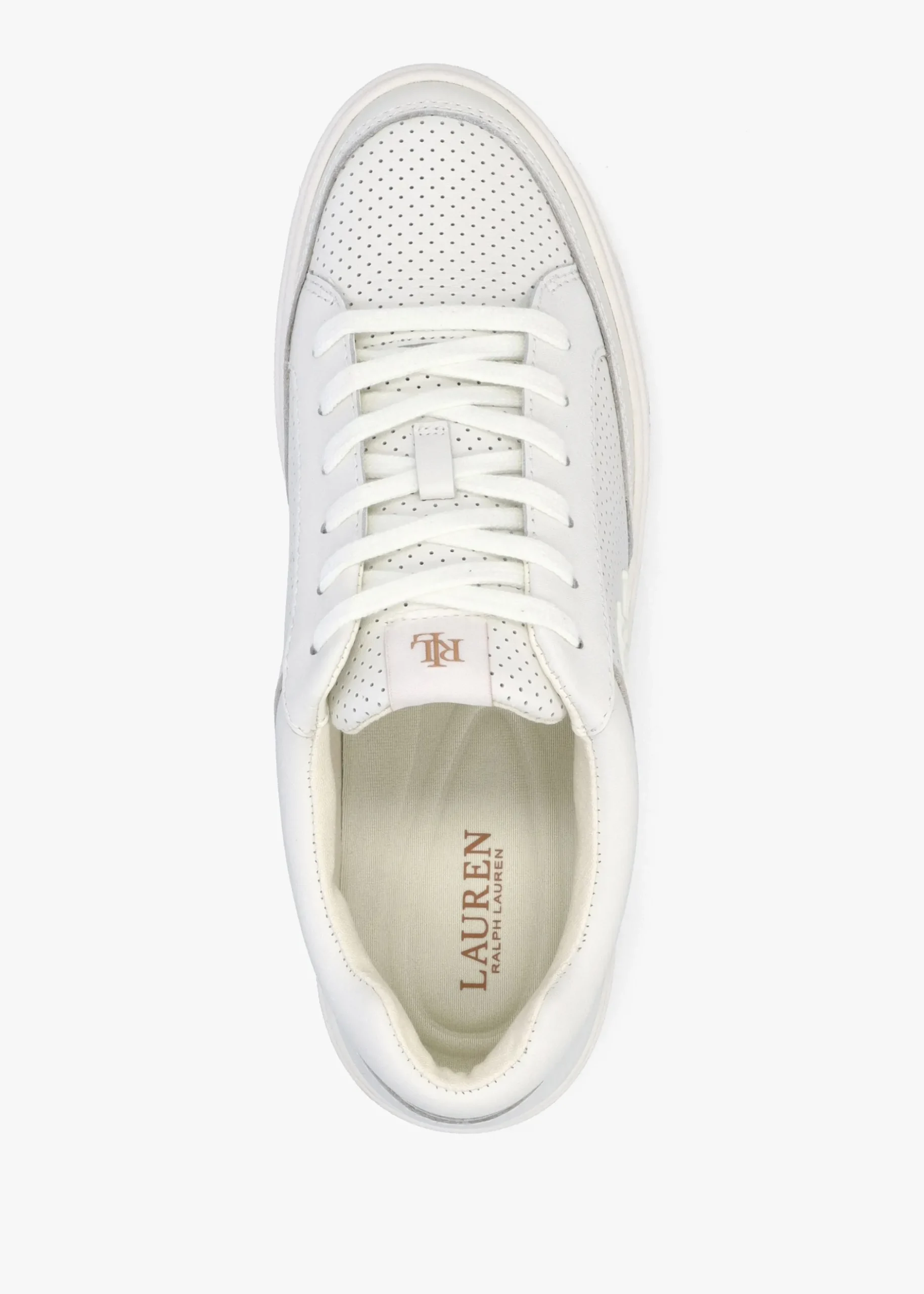 New LAUREN RALPH LAUREN Hailey Snow White Leather Trainers