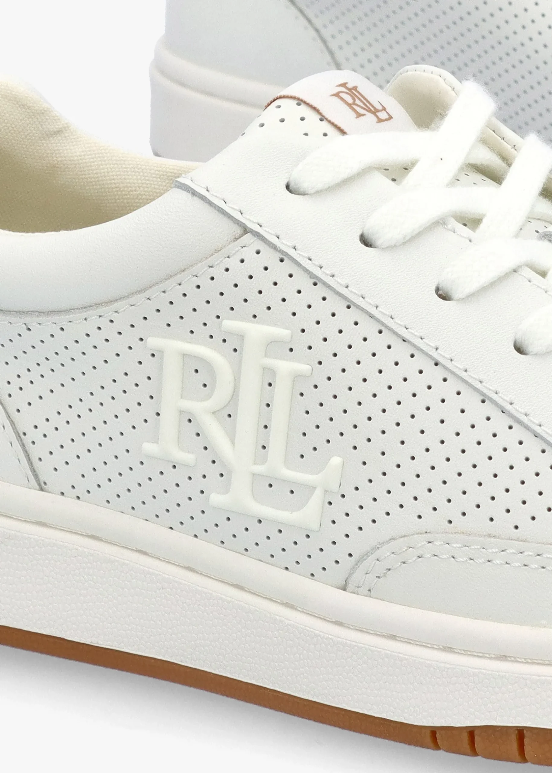 New LAUREN RALPH LAUREN Hailey Snow White Leather Trainers