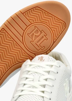 New LAUREN RALPH LAUREN Hailey Snow White Leather Trainers