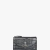 Fashion VIVIENNE WESTWOOD Half Moon Embossed Croc Anthracite Leather Card Holder