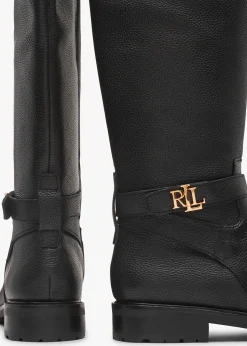 Discount LAUREN RALPH LAUREN Hallee Black Leather Knee Boots
