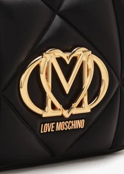 Outlet LOVE MOSCHINO Heart Logo Quilted Nero Cross-Body Bag
